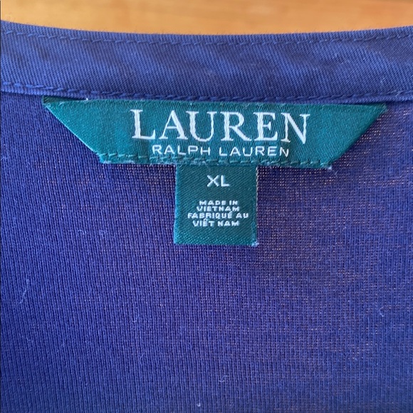 Ralph Lauren Blue 3/4 Sleeve Button Down Shirt with Mandarin Collar - Picture 2 of 5